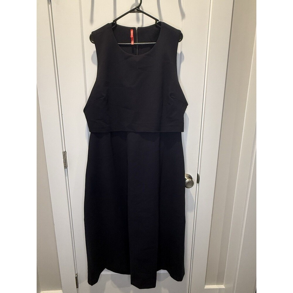 NWT Spanx Ponte Fitted Midi Sleeveless OVERLAY Dress Navy Scuba Back Cutout 3X